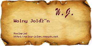 Wolny Jolán névjegykártya